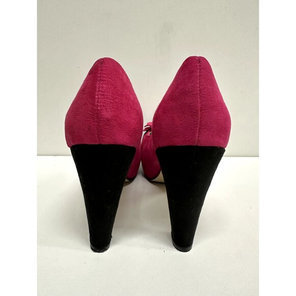 Vittorio D' Firenze women size 7 platform  heel shoes pink &  black faux suede - Picture 6 of 13